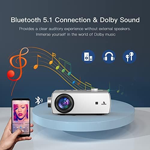 Проектор NexiGo WiFi Bluetooth PJ10 [220ANSI - яркост над 8000 Апартамент] Вграден шрайбпроектор 1080P, поддръжка на Dolby_Sound,