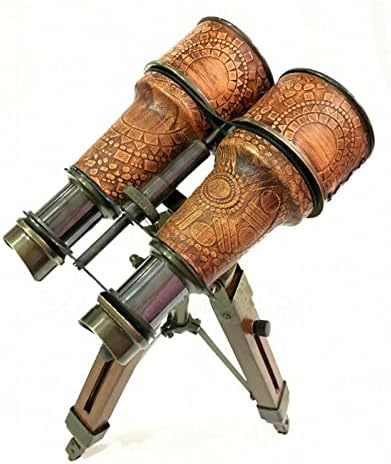 AK NAUTCAL 6 Бинокъла на Стария Настолен Месинг Телескоп с Дървена Стойка за Статив
