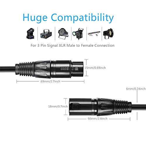 Гъвкав DMX кабел JLPOW с дължина 50 метра, позлатен 3-Пинов Сигнал XLR кабел DMX от един мъж към една жена, е най-добрият за осветление,