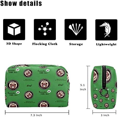 TBOUOBT козметични чанти за Жени, Косметичка За Пътуване, Органайзер за Тоалетни Принадлежности, зелен мечка