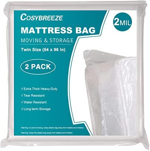 Cosybreeze 2 опаковки Наматрасников за движение, 2-Миллиметровая Чанта за съхранение на матрак Twin Size - Защитно фолио за матрак