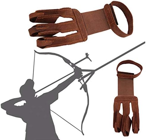 Yuehuam Arm Guard Ръкавици за защита на пръстите с 3 пръста, Дизайн, Защита за Стрелба с Лък, Ръкавица За Стрелба с Лък, Кожена