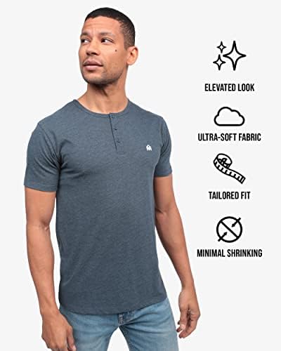 Ризи INTO THE AM Premium Henley за мъже - Ежедневни тениска на съвременния намаляване с къс ръкав