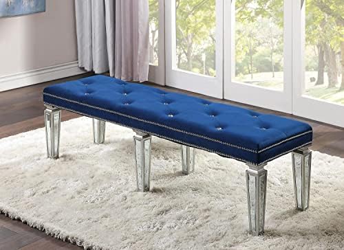 Пейка Acme Furniture Varian от Синьо Кадифе с огледало