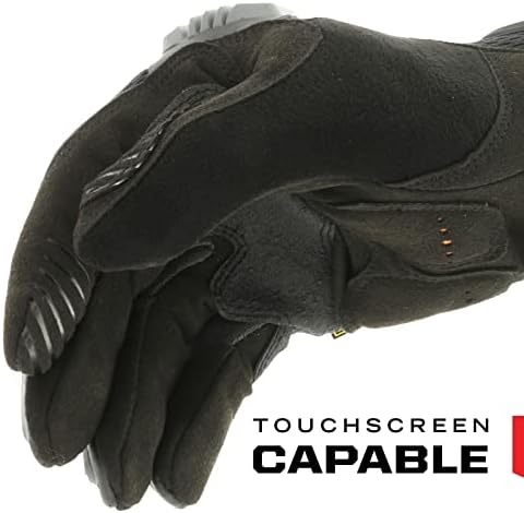 Облекло Mechanix: Работни ръкавици, M-Pact с надеждна засаждане, Работни ръкавици със защита срещу удари и усвояването на вибрации, Защитни ръкавици за мъже (черни / сиви, г