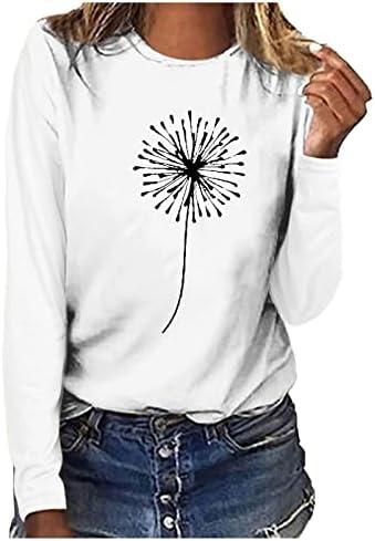 2023 Облекло От Памук с Дълъг Ръкав и Кръгло Деколте, Ежедневни тениски с Графичен Дизайн за Жени, Есенно-Годишният Топ За Момичета