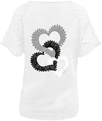 Блуза, Тениска за Момичета Лято Есен С Къс Ръкав Мека Удобно Облекло 2023 Г., Лейси Тениска с кръгло деколте и Графичен Дизайн за Почивка, 5D