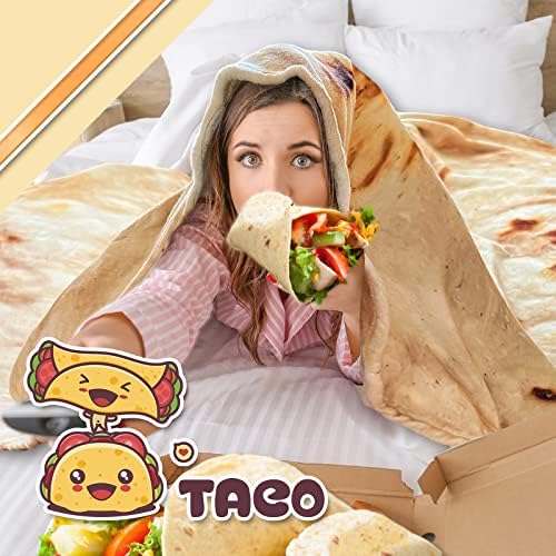 Одеяла Tortilla Забавен Подарък Храна За Възрастни и Деца Размер 60 См Двустранно Мексикански Такос е Сладък за Детето е Непознат
