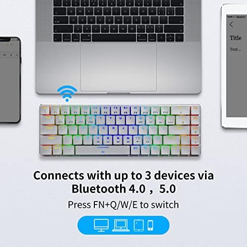 Ръчна Безжичен/Жичен Детска клавиатура chuangquan CQ009 Bluetooth 5,0 с кафяв ключ с осветление RGB Компактен 69 клавиши, Съвместим с PC, лаптоп и смартфон (сребрист)