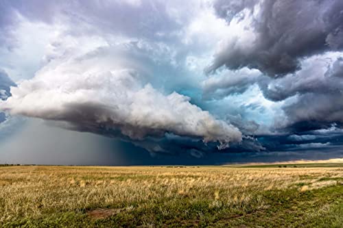 Снимка на буря, Принт (без рамка), Изображението на гръмотевична буря Supercell над Откритата Прерией в Пролетния ден на Великите