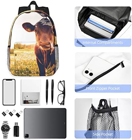 EWMAR Animal Cow 15-Инчов Лесен Ученическа Раница За пътуване, Чанта За Компютър с Принтом