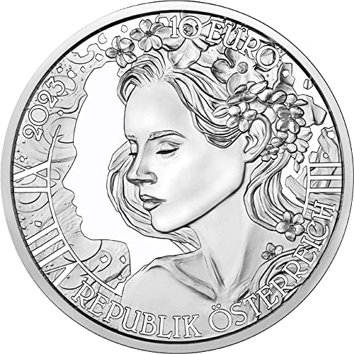 2023 ДЕ Езика на цветята Австрия PowerCoin бъде името му Myosotis Езика на цветята Сребърна монета от€ 10 Евро Австрия 2023 Доказателство