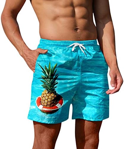 XXBR Мъжки Хавайски Плажни Шорти, Летни Дишащи Топене За Почивка С Гавайским Плодов Принтом, Спортни, Ежедневни, Плажни Шорти