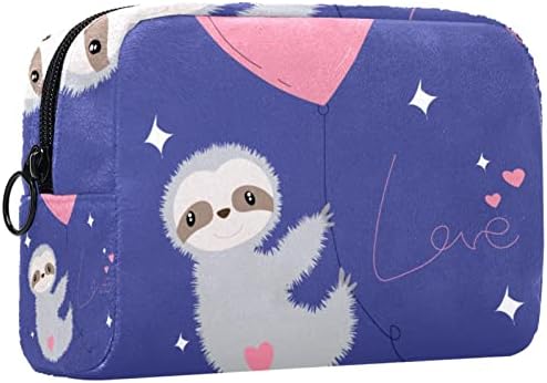 TBOUOBT Козметични чанти, козметични Чанти за жени, Малки Пътни Чанти за Грим, Cartoony ленивец с животни