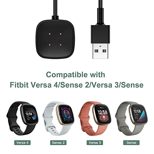 Сменное зарядно устройство Mixblu за Fitbit-Versa-4-Sense-2-Versa-3-Sense Кабел - USB-кабел с Дължина 3,3 фута, аксесоари за бързо зареждане на смарт часа, 2 опаковки