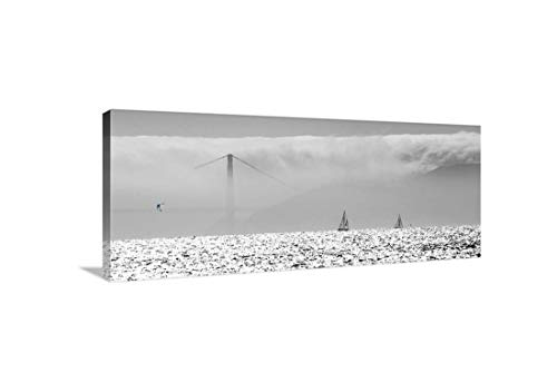 Черно-бяла художествена печат за кайтсърф и плаване в залива на Сан Франциско