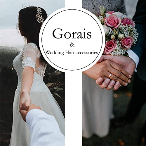 Лоза за косата на булката с цветя GORAIS, сребърен прическа за младоженци, украса за коса с перли, листа, аксесоари за коса, за жени и момичета