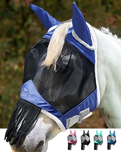 Маска Harrison Howard CareMaster Horse Fly mask с Ресни на Ушите и носа Fly Protector Защитна Маска Светло Розово M Cob