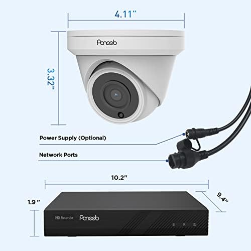 Система от камери за сигурност PANOOB 4K, 8-Мегапиксела 8-канален рекордер с твърд диск капацитет 2 TB, 6 БР. Жични камери за сигурност