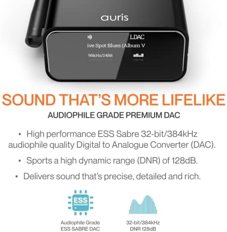 Музикален приемник Auris Blume Pro HiFi, Bluetooth 5,0 с адаптер Bluetooth далечни разстояния с аудиофильским на КПР, LDAC, aptX