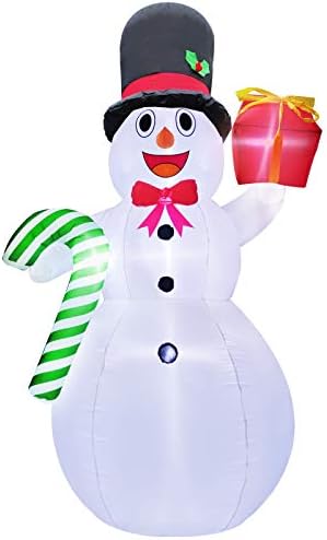 TURNMEON 10 Фута Гигантски Коледни Надуваеми Изделия Снежен човек Леденцовая Бастун Коледни Екстериорни Декорации с Led Фенери Колове