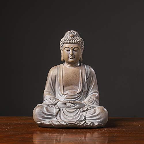 Голяма статуя на Медитира Буда на Открито, Градински Статуи на Дзен, 10,3-цолови Щастливите Декоративни Седи Скулптури на Буда,