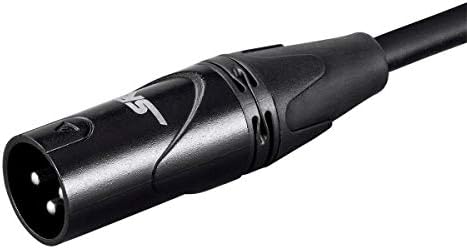 Микрофон кабел Monoprice Starquad XLR Male - XLR Female - 25 фута - Черно, 24AWG, Оптимизиран за аналогови аудио - Златни контакти