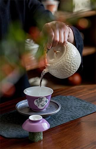 Дебел 300 мл емайл керамичен чайник домакински от ратан на една кана с филтър за кана кунг-фу чай комплект (Цвят: A, размер: както