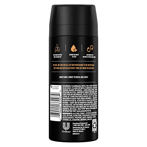 Дезодорант-спрей за тяло AXE Dark Temptation за дълготрайна защита от миризмата на Дезодорант за мъже без алуминий 4,0 мл