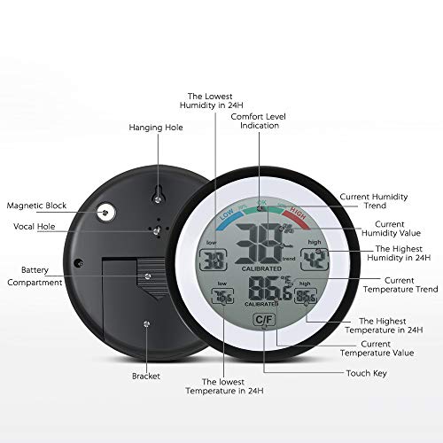 Meichoon Вътрешен Външен Термометър-Влагомер, Безжичен Електронен Измерител на температура и Влажност на въздуха, Домакински Цифров