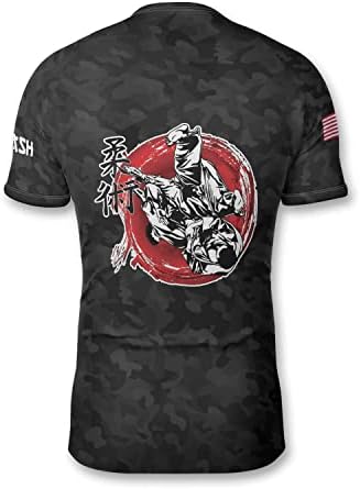 PRIMESTY BJJ Jiu Jitsu Обрив Guard - Изработена по поръчка Компресиране риза със защита от акне с къс ръкав за Но-Ки и MMA, Размер