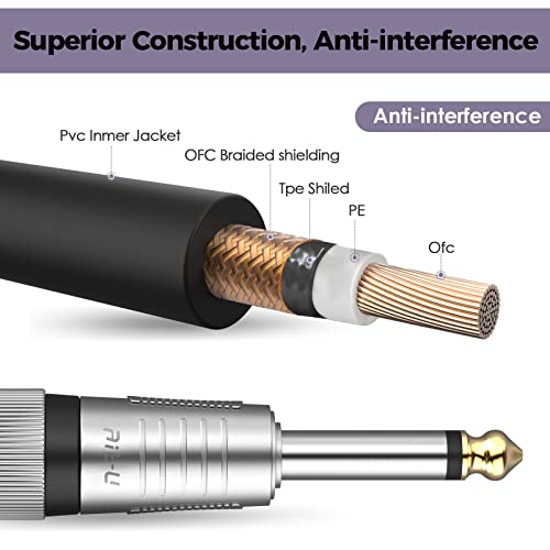 Конектор XLR до 1/4 инча - Ait-u 6,35 мм TS Mono Jack не са симетрични микрофон кабел XLR до 1/4, TS-XLR Штекерный кабел Микрофон на кабел за динамичен микрофон - 6-крак микрофон кабел