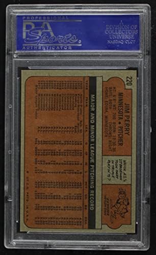 1972 Topps 220 Джим Пери Миннесотские близнаци (Бейзболна картичка) PSA PSA 8.00 Близнаци