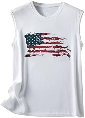 Майк за момичета, Дамски Блузи на 4-ти юли, Тениски със Звездите и Раиран Флаг, Върховете на Деня на Независимостта, Лятна Риза Без Ръкави