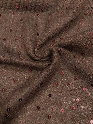 Прочетете пълно име: Полиестер нерастягивающийся кафяв пуловер, вязаный от 5 мм, кафяв плат с пайети