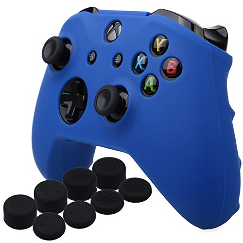 Силиконов калъф YoRHa Skin Case за Microsoft Xbox One S Controller x 1 (синя), с дръжки Pro Thumb Grips 8 бр.