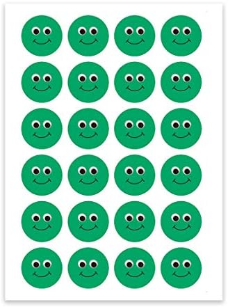 Етикети Hygloss Продукти за добро поведение - Стимул за ученици и деца - Приятен Зелен Емотикон - ½ инча, 15 листа - 1200 стикери