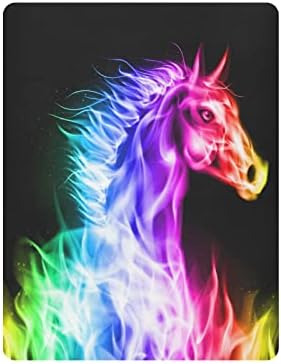 Детска Чаршаф, Ясла Rainbow Flame Fire Horse за Стандартни детски легла и матраци за деца, 28x52 Инча H040068