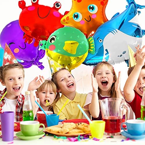 6 Опаковки балони с Морски животни, Мультяшные Океанските Същества, Тропически Аксесоари за Парти по случай Рожден Ден, Декорация