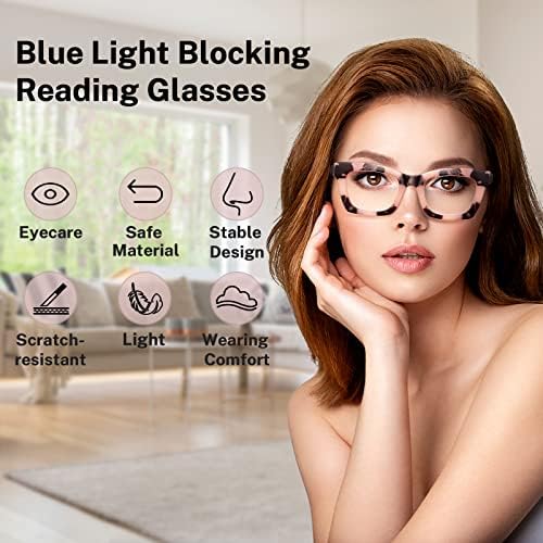 CCVOO 6 опаковки Очила за четене в стила на Опра за жени, Блокер Синя Светлина Компютърни Квадратни Ридеры с Пружинным тръба на
