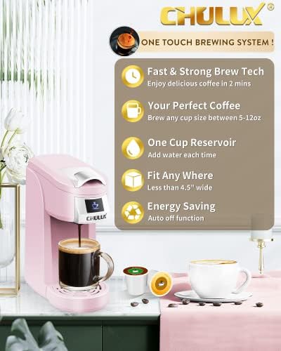 Tea CHULUX Upgrade на една порция за K CUP, Розова Мини Машина за една чаша, кафе-Машина 3 в 1 за черен чай капсули K Office Pod,