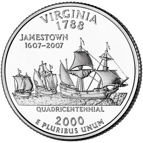 2000 P & D BU Избор тримесечие на щата Вирджиния, не Обращающийся Монетен двор на САЩ, Комплект от 2 монети