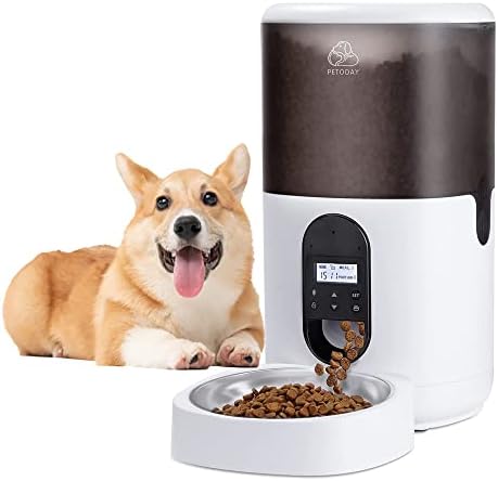 Автоматична Ясла PETODAY за кучета, Захранващи храна за котки с Чаша от неръждаема Стомана, Диктофон на 10 секунди, До 20 Порции по 4 Пъти На Ден, А за най-малките /Средни до