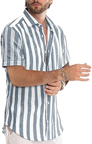 JMIERR Мъжки Ежедневни Стилните Ризи на Райета с Къс ръкав и копчета, в памучна риза