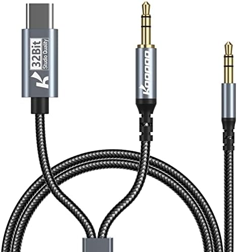 Кабел KOOPAO USB C с Aux жак 3,5 мм аудио адаптер тип C 2-в-1 жак 3,5 мм, авто стереофоничен кабел с конектор AUX вход за i-Pad