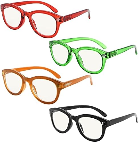 Eyekepper 4 Опаковки Прогресивно Многофокусных Очила за четене с Блокиране на Синя светлина за Жените, Мультифокальные Ридеры Cateye + 3.0