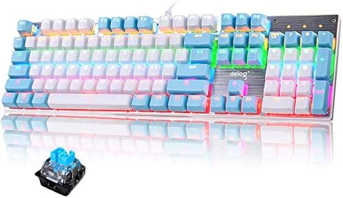 FELICON [Жичен Ръчна Детска клавиатура Новата версия на 2022 година, игрална осветление RGB LED Rainbow, 104 клавиша срещу ghosting, Черни ключове с бърза реакция, Мултимедия, управле