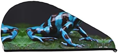 Капачка за суха коса с синьо принтом Стрела Жаба, женски Впитывающее Вода Кърпа с катарама, подходящ за грим, къпане и измиване