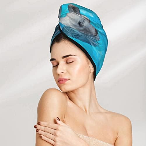 Капачка за суха коса Debou Cool с принтом Делфин, женски кърпи с катарама, Добре впитывающее вода, Подходящ за грим, къпане и измиване