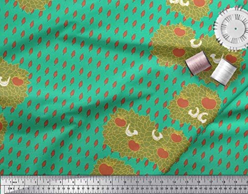 Щампи върху памучен плат, плетиво Soimoi с листа, птици и плодове ширина 58 см
